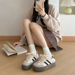 Retro Moral Training Women's Shoes 2024 Autumn New Thick-Soled Student White Shoes Forrest Gump Shoes Casual Easiest for Match Sports Shoes