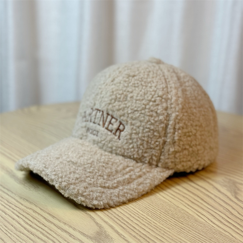 Neue Lammwolle Kinder Herbst und Winter Mode lässig vielseitige Plüsch Ente Zunge Hut verdickte warme Baumwolle_voghion.com