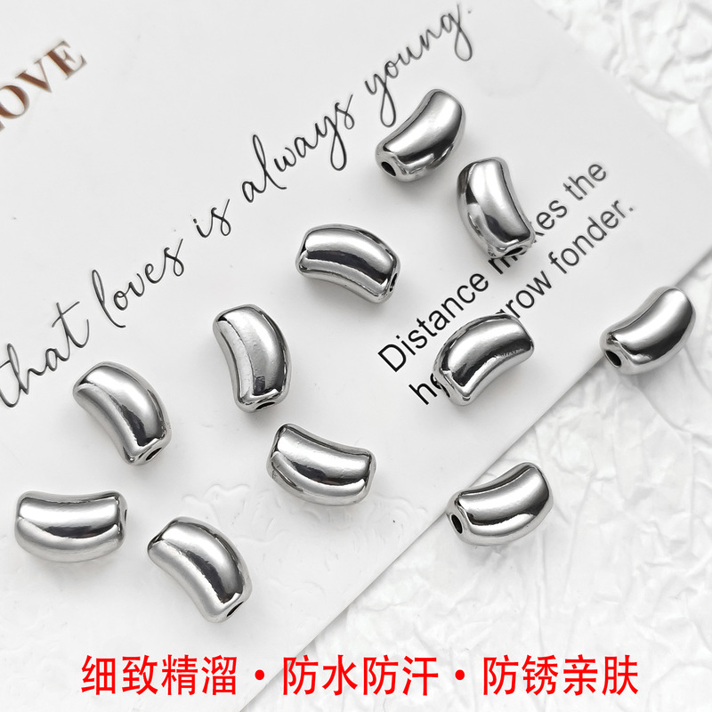 Stainless Steel Necklace Beads Powder Cast Waist Beads Through-Hole Beads Finely Polished Titanium Steel Beads Simple Necklace Pendant Accessories