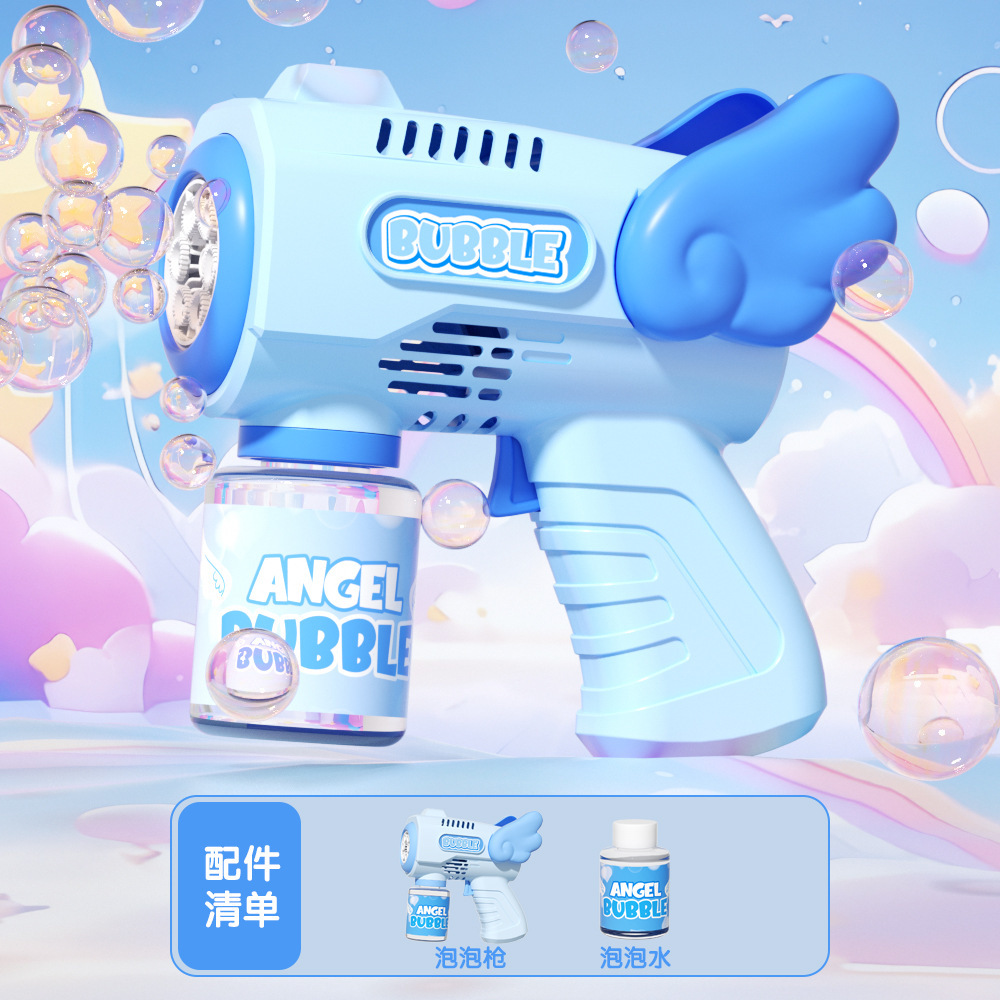 Square angel blue bubble gun + battery