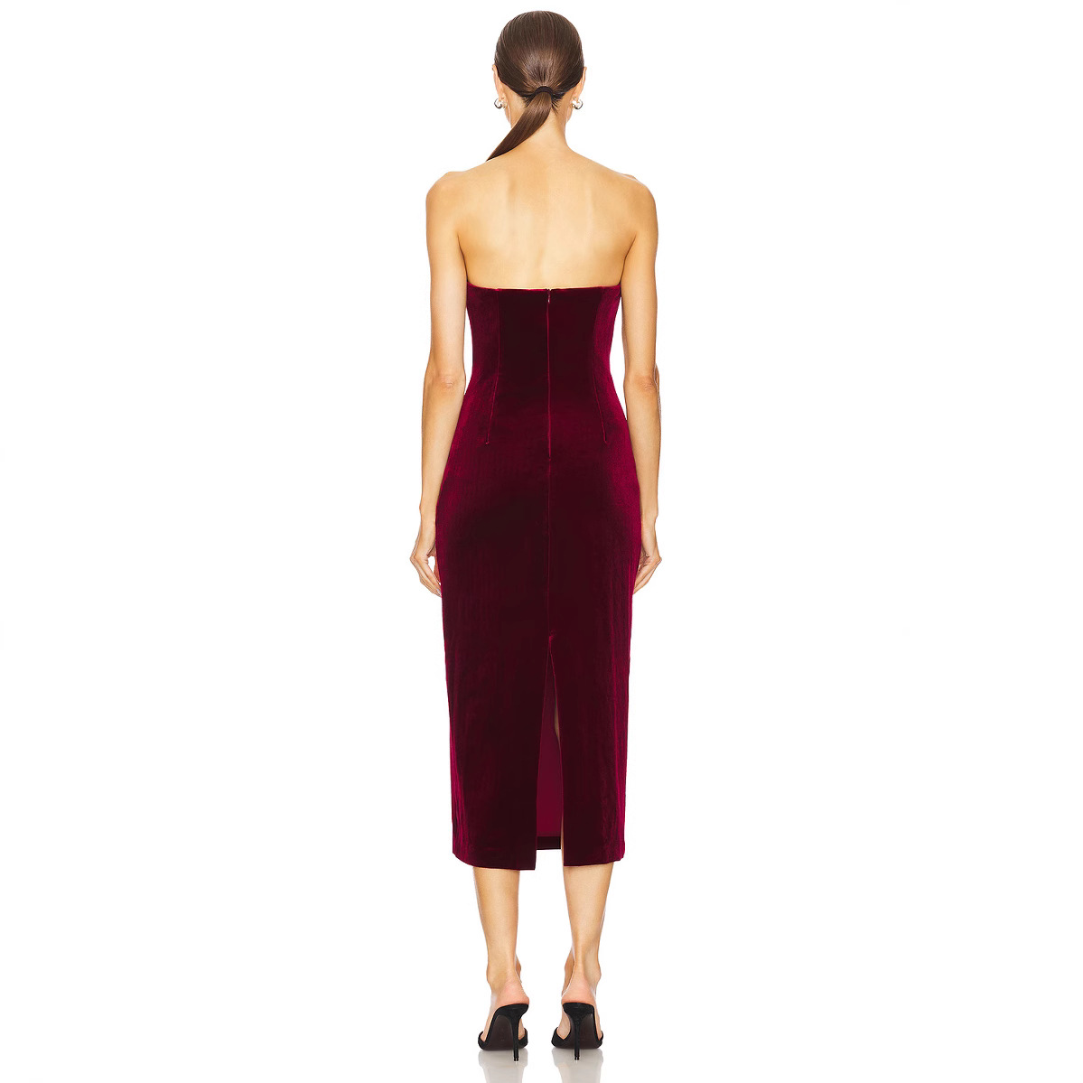 demi-season elegant burgundy velvet sexy tube top