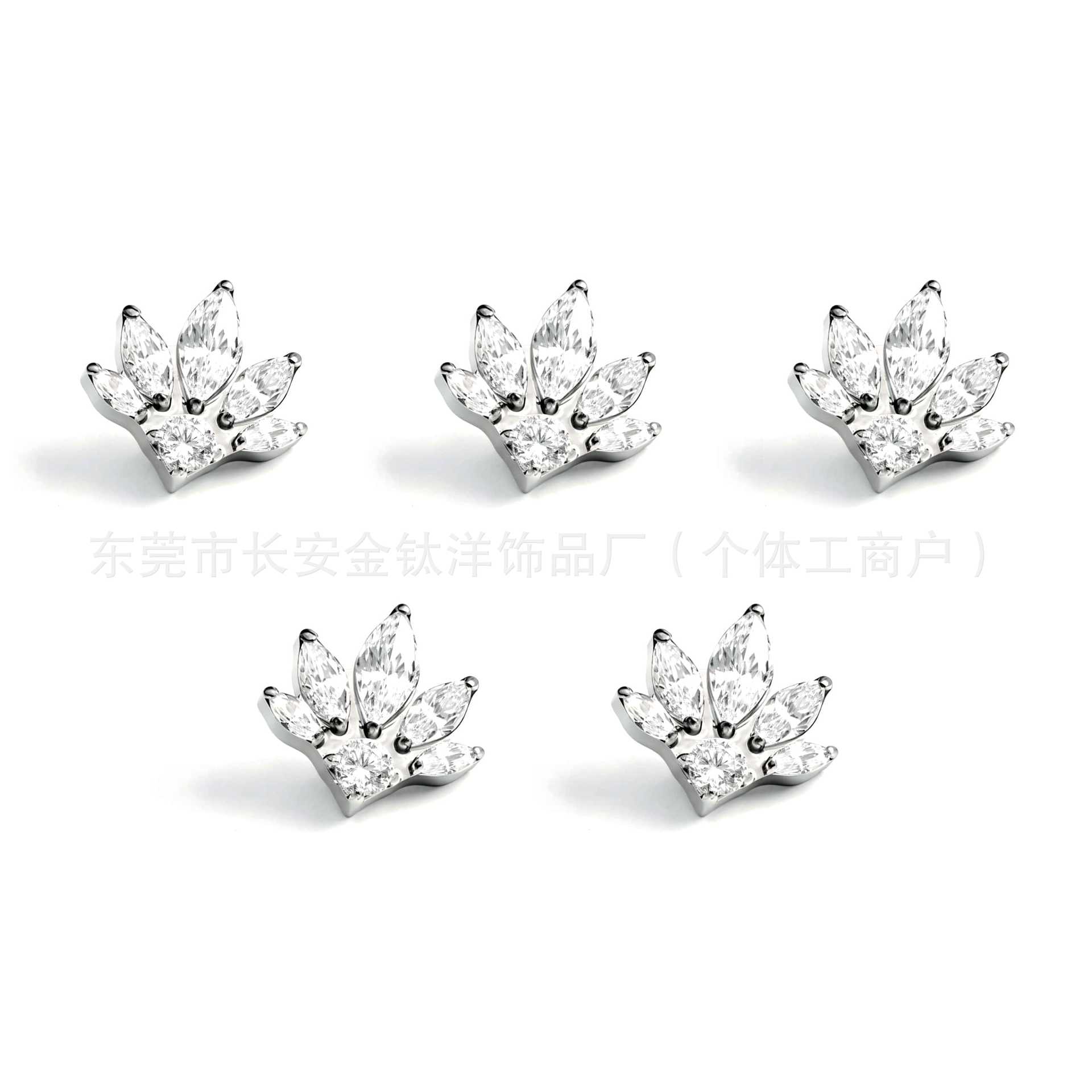 F136 Titanium Full Diamond Five Marquise Round Zircon Lip Piercing Nose Piercing Ear Bone Piercing G23 Titanium Alloy Body Piercing Jewelry detail image 5