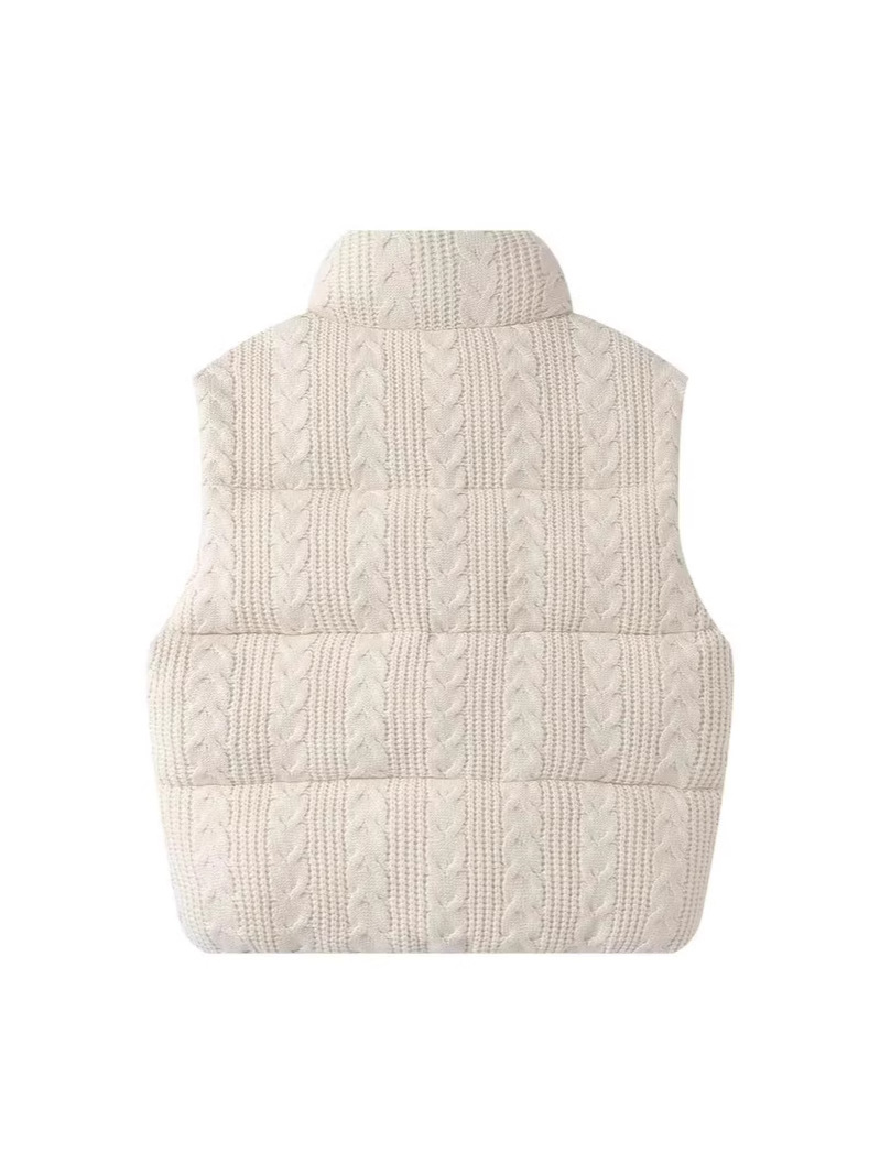 European and American style 2025 autumn and winter new women's cotton coat short knitted stand collar zipper waistcoat waistcoat