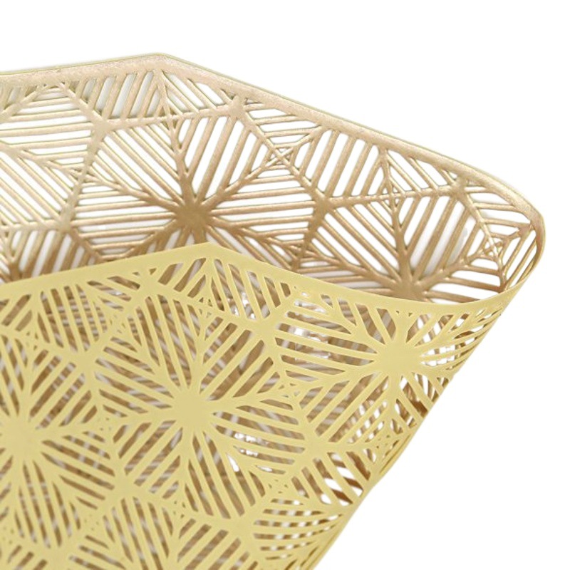 Polígono bronceado mantel hueco de oro y plata hexagonal antideslizante estera de la tabla de montaña estera de aislamiento decorativo occidental al por mayor