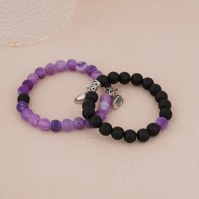 1 Pair Quantity Simple Style Geometric Alloy Natural Stone Beaded Chain Bracelets In Bulk