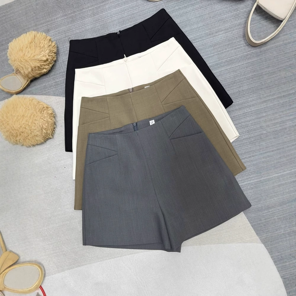 Серые костюмные шорты для женщин, весна и лето 2025, новые модные широкие шорты, свободные утягивающие повседневные брюки трапециевидной формы для верхней одежды