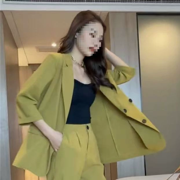 Classic suit, thin jacket for leisure, set, city style
