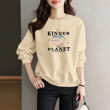 时尚字母印花长袖卫衣女秋冬季新款圆领中年妈妈百搭洋气打底衫潮