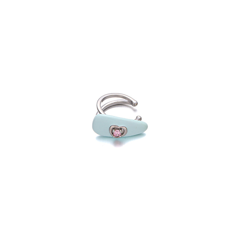 Japón y Corea del Sur dopamina color esmalte frío nicho de diseño original amor incrustado zircon diseño sin agujeros de orejas clip de hueso de orejas