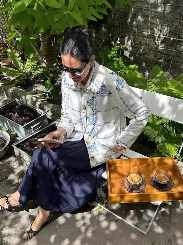 法式小众25年秋冬新款复古撞色刺绣翻领休闲夹克外套+松紧腰短裤|undefined