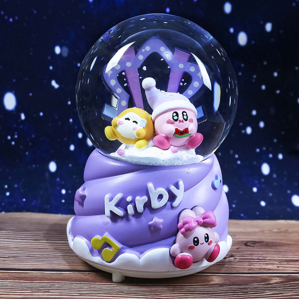 Caja de música con bola de cristal de dibujos animados, adornos de resina, copo de nieve, caja de música creativa para regalo de cumpleaños y Navidad para niños