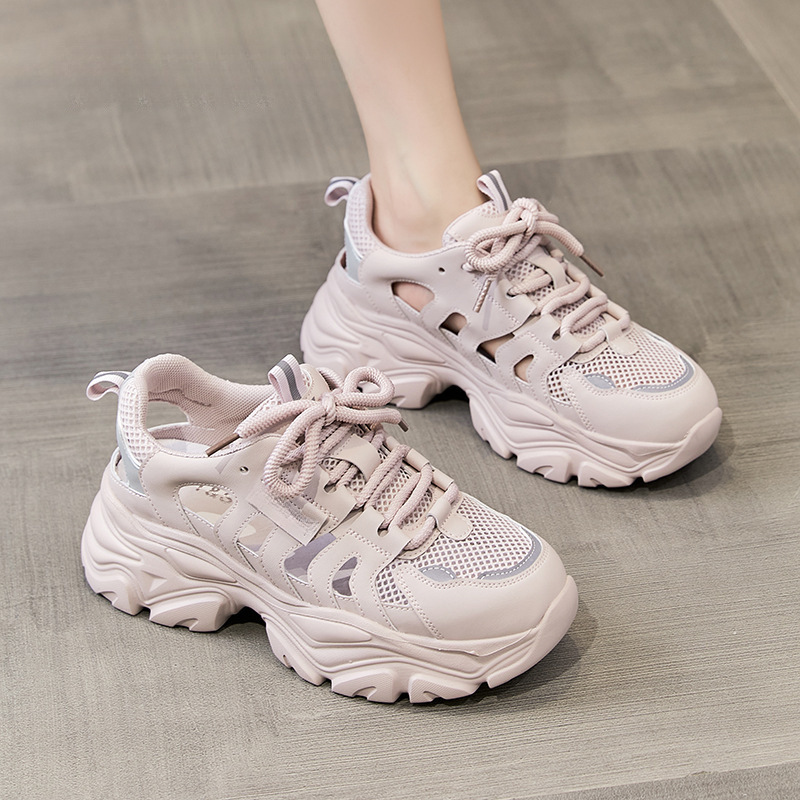 Giày sneaker nữ đế dày phong cách chunky, lưới thoáng khí mùa hè 2025 — Màu xanh lá cây [phiên bản nâng cấp], SSC2112E5K màu tím nhạt rỗng thoáng khí, SSC2112E5K màu xanh lá cây rỗng thoáng khí, Màu tím nhạt [phiên bản nâng cấp]