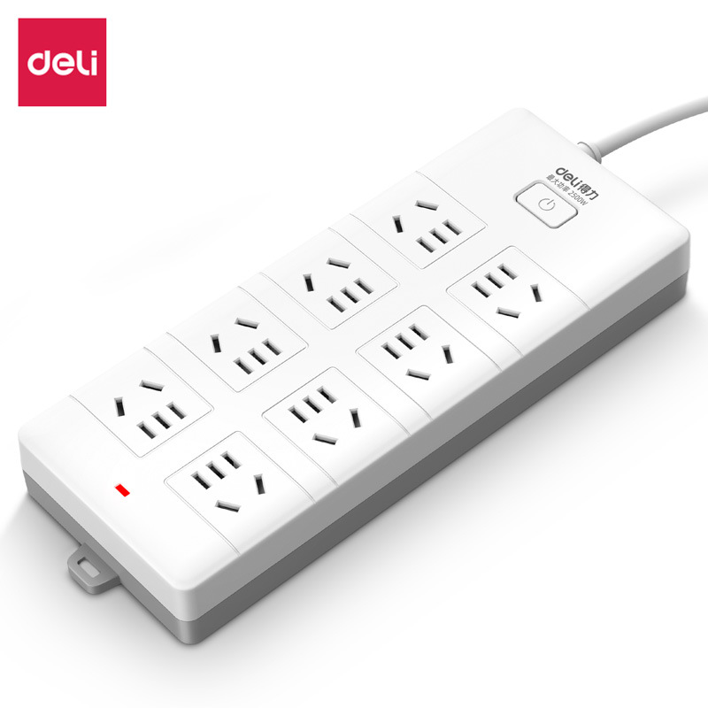 Power Strip DEЛИ18263_8-Outlet_5M_PVC Bagged Power Strip/Surge Protector/Extension Cord/Power Distributor