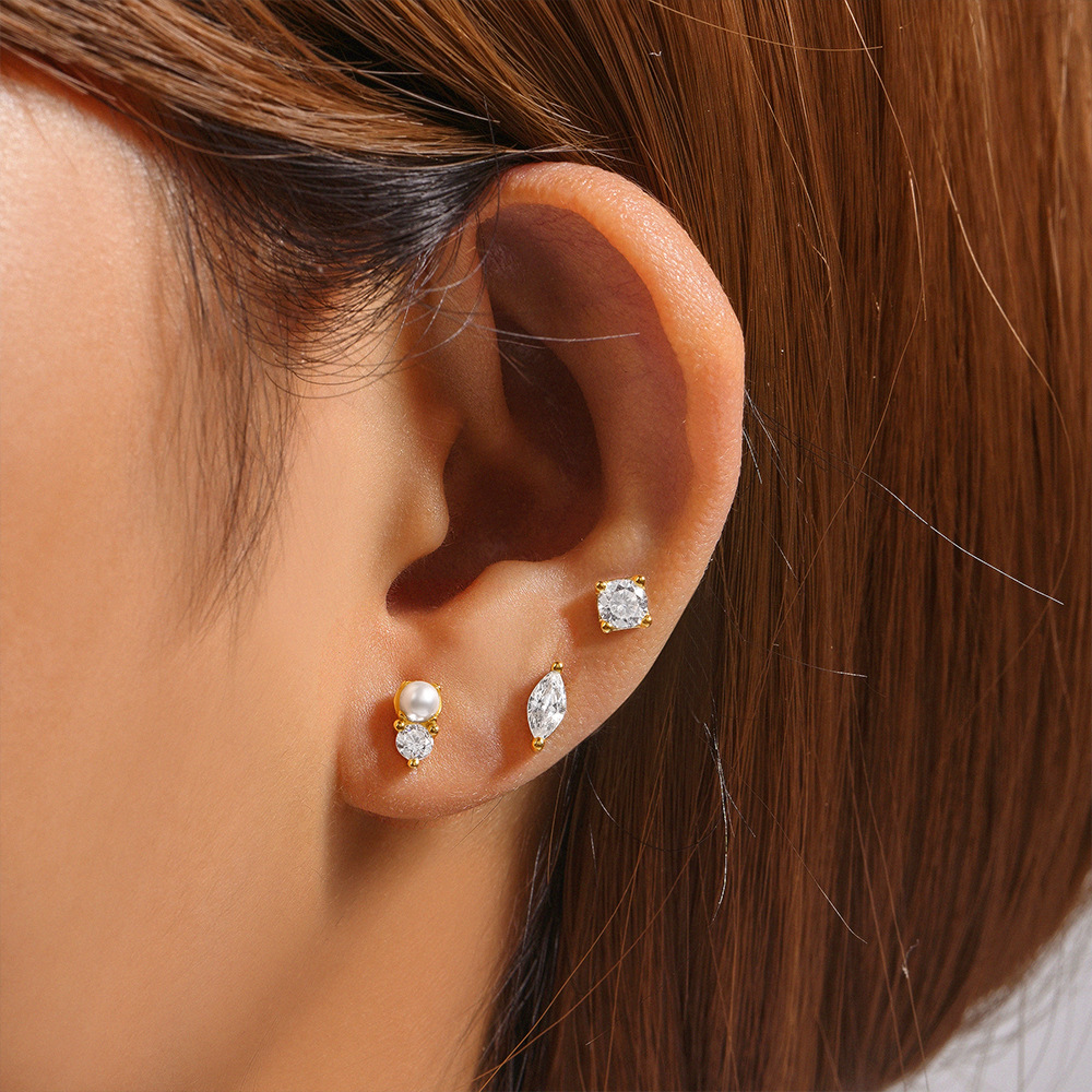 3g Weight Ear Studs Classification 1 Set Quantity Daily Occasion 925 Sterling Silver Material Star, Butterfly Pattern Women's Gender Plating Design Simple Style Style 1 Set 925 Sterling Silver Star Butterfly Ear Studs 41