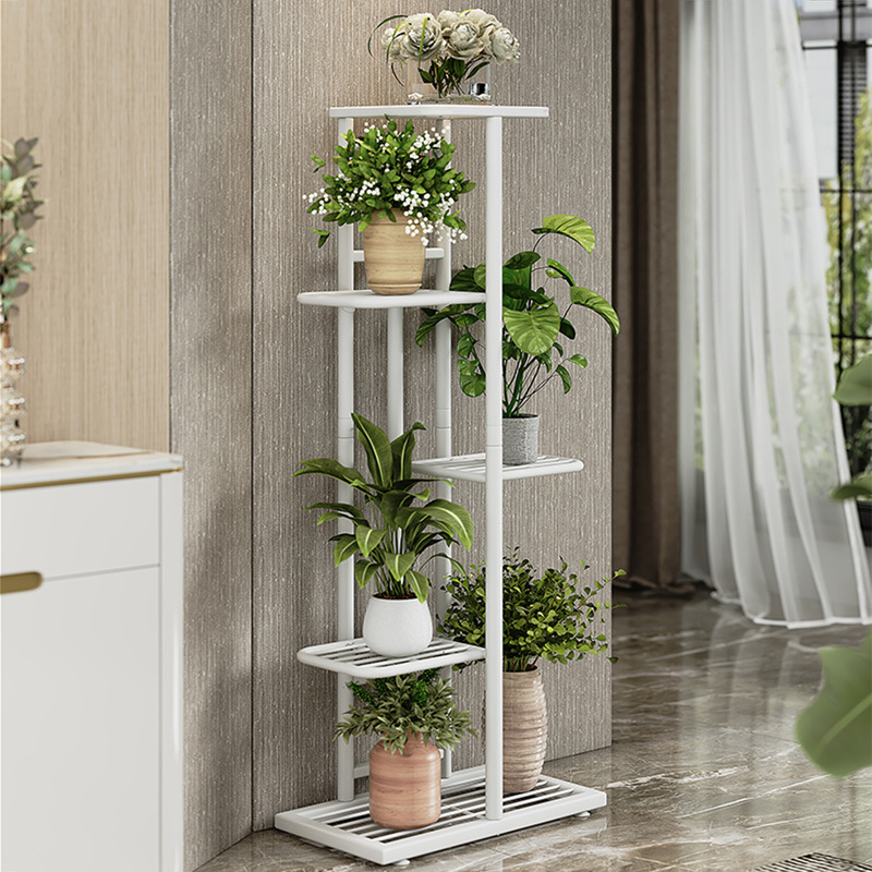 北欧家庭用の軽い豪華なベランダの物置棚金属鉄芸客間のシンプルな植木鉢の多層掛け棚|undefined