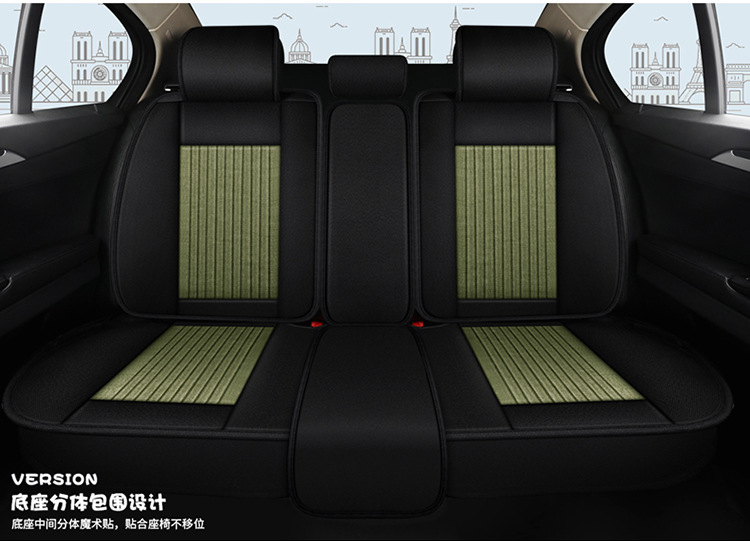 All-Season Universal Car Seat Cover, Full Coverage Fabric Seat, Summer Trendy New Cartoon Seat Cushion, Linen Female Seat Cover
