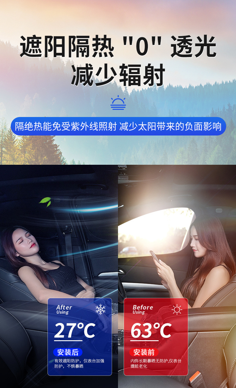 Factory Direct Sales Car Sunshade Curtain, Sun Protection, Heat Insulation, Double-Layer Silver-Coated Fabric, Privacy Model, Hot Sale