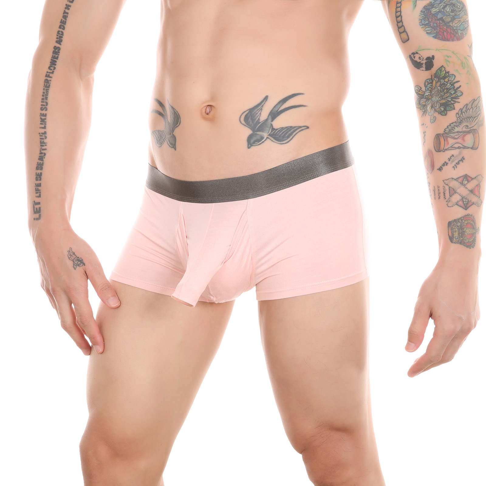 Clever-Menmode Men's Bamboo Fiber Underwear Youth Elephant Nose Open Bullet Separated Ice Silk Four Corners
