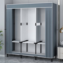 简易衣柜家用卧室全钢架单人宿舍组装布衣柜出租房收纳防尘小衣橱