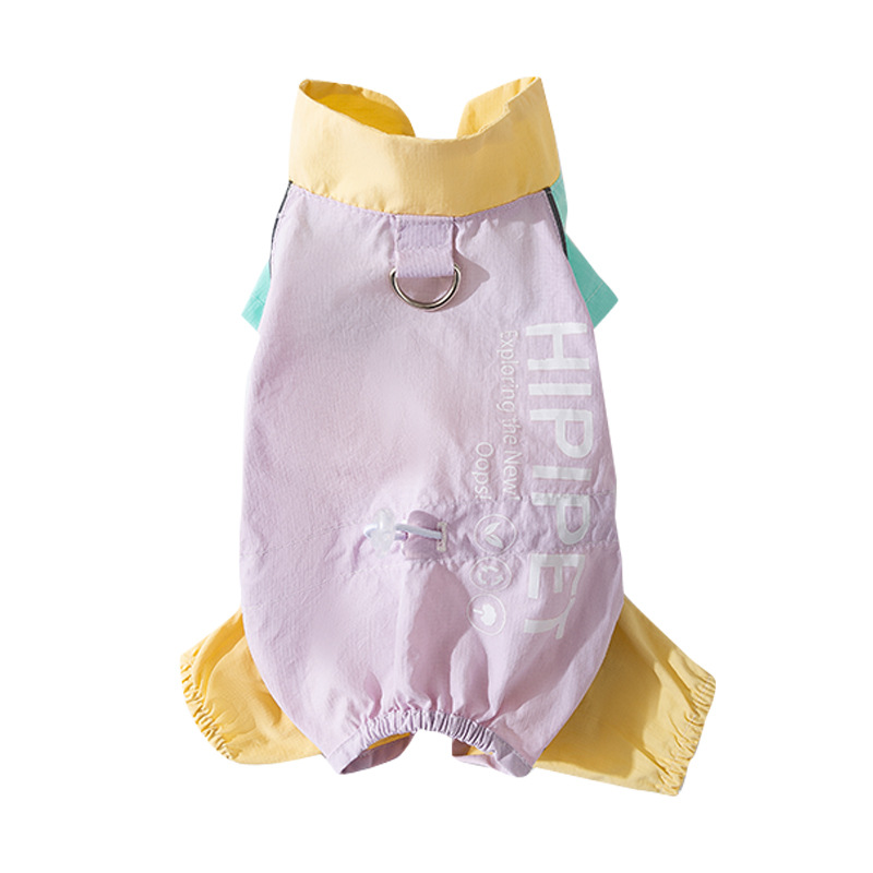 Chaqueta de cuatro patas con costuras de dopamina de color de contraste de primavera y verano para gatos, ropa fina transpirable para gatos, ropa de protección solar para perros