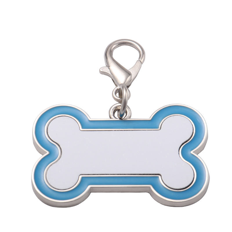 Placa de perro en forma de hueso - azul