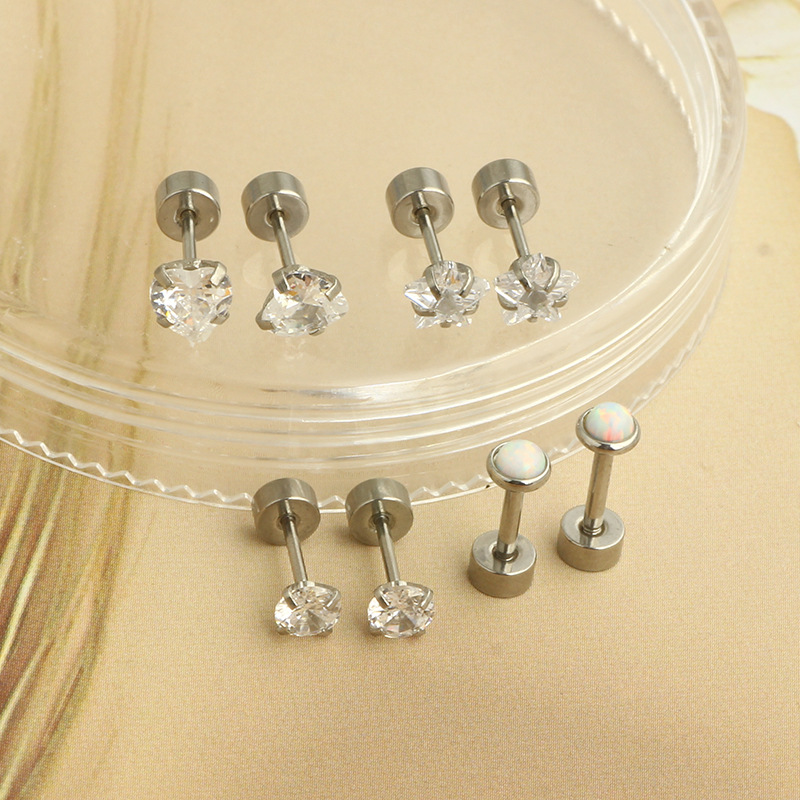 Amazon Hot Sale Stainless Steel Ear Studs Bone Nails Barbell Wafer Earrings Combination Set Body Piercing Jewelry detail image 10