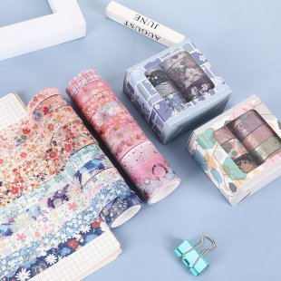 Creative design colorful bronzing silver and paper tape color printing hand account diy decorative tape 9 rolls of tape