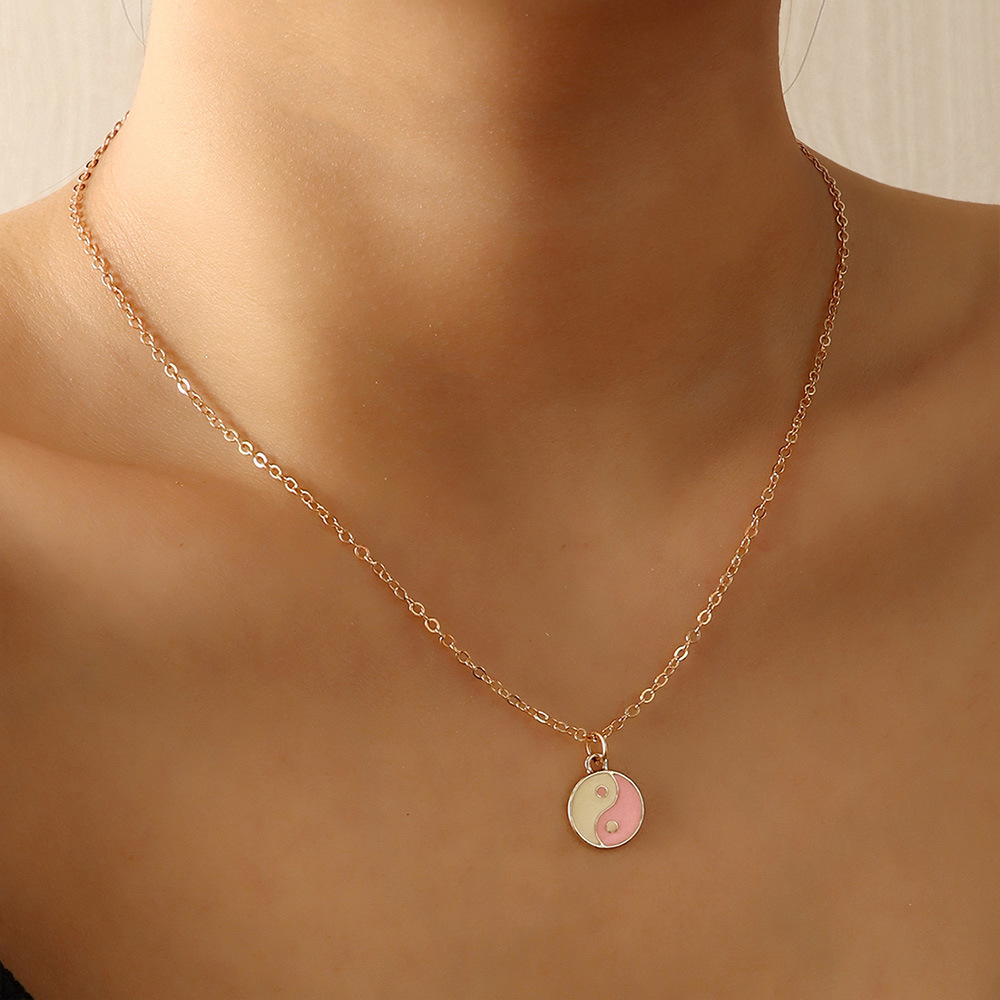 simple Yin Yang Tai Chi oil drop earrings color gossip necklace