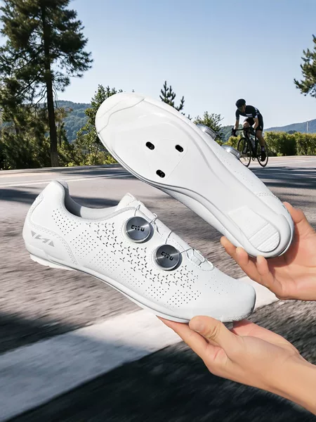 New Model of Lock-Free Cycling Shoes for Men and Women, Road Bike Lock Shoes, Breathable, Lightweight, Hard-Soled, Double Twist-Lock Bicycle Shoes, Mountain Bike Shoes