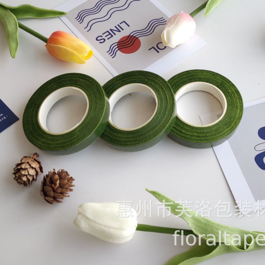 Ventas Directas de fábrica pegajosa cinta verde cinta floral al por mayor 27 m cinta verde cinta polo de la flor DIY flor artificial