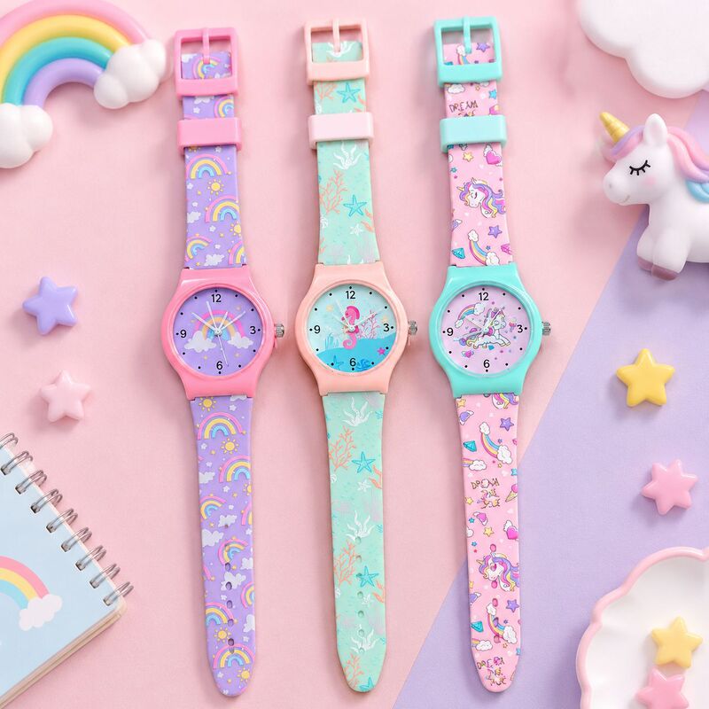 Manufacturer wholesale of fashionable printed watches, cross-border e-commerce watch supplies, student and children's watches, silicone quartz watches