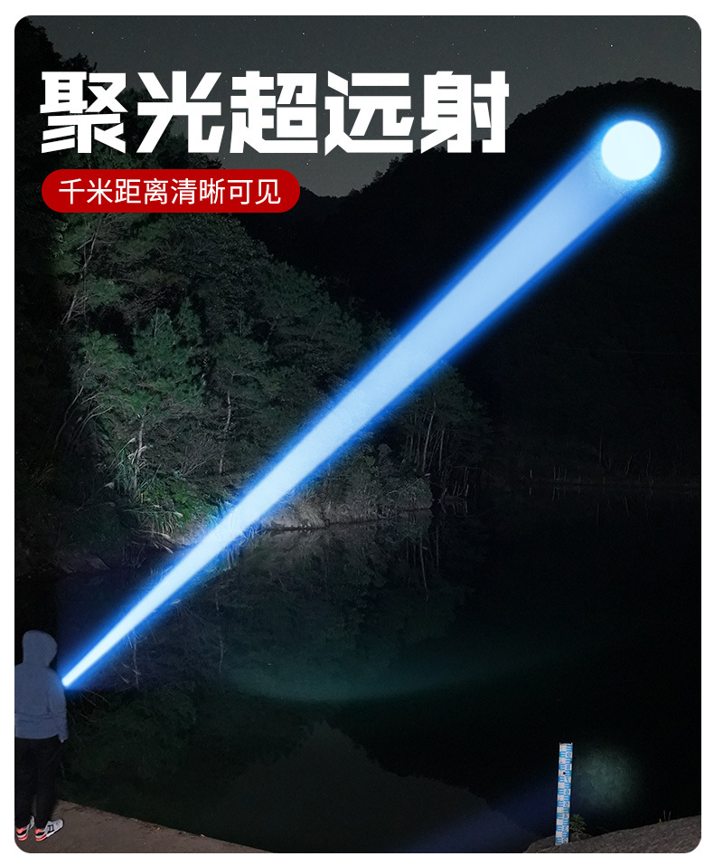 Cross-Border 2608 High-Power Bright Flashlight with Power Bank Typec Fast Charging Outdoor Bright Tactical Flashlight