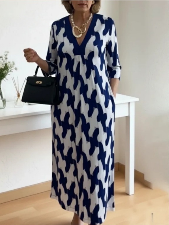 2026 Europa y Estados Unidos transfronterizos primavera y verano nuevo vestido de impresión de cuello en v de mujer suelto y cómodo moda delgada ropa de mujer image 7