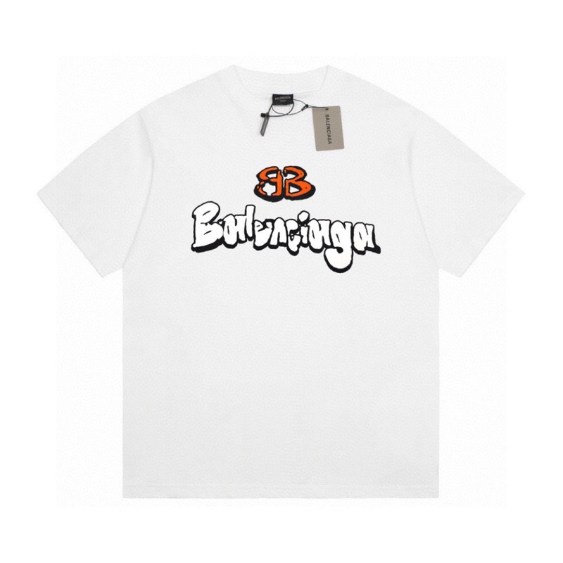 パリハイバージョンBファミリーTシャツ25s春夏新作ヘビーコットンラウンドネック半袖Tカジュアル万能男女同型|undefined