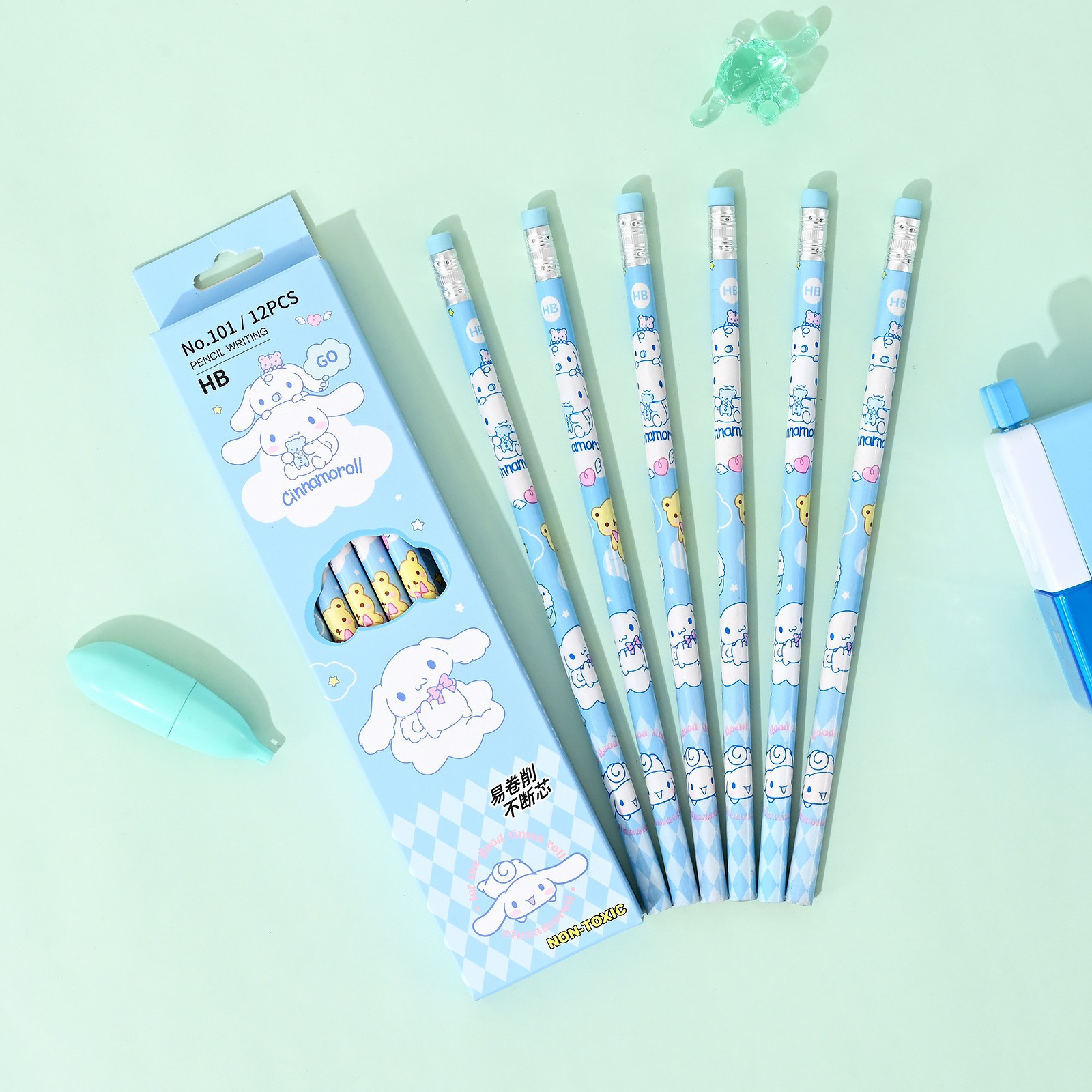 Creativo y lindo Sanrio Yugui Dog Kulomi Lápiz en caja para estudiantes Escritura y dibujo Lápiz de dibujo a lápiz HB