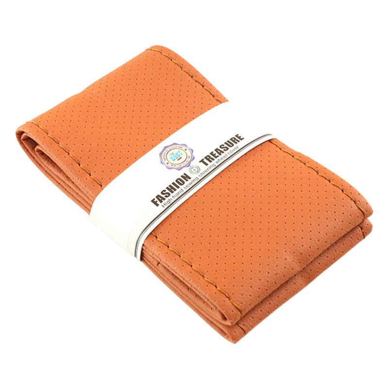 Ручная сшитая крышка ручки автомобиля производители поставляют ультра-волокна кожаная ручка крышка мягкая скользящая анти-четырехсезонная универсальная ручная сшитая крышка ручки рулевого колеса