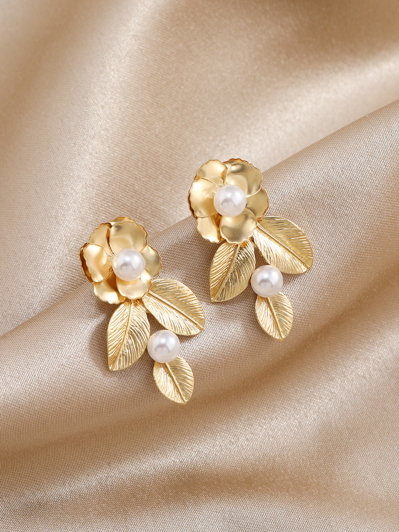 Fashion Leaf Flower Alloy Plating Ear Studs