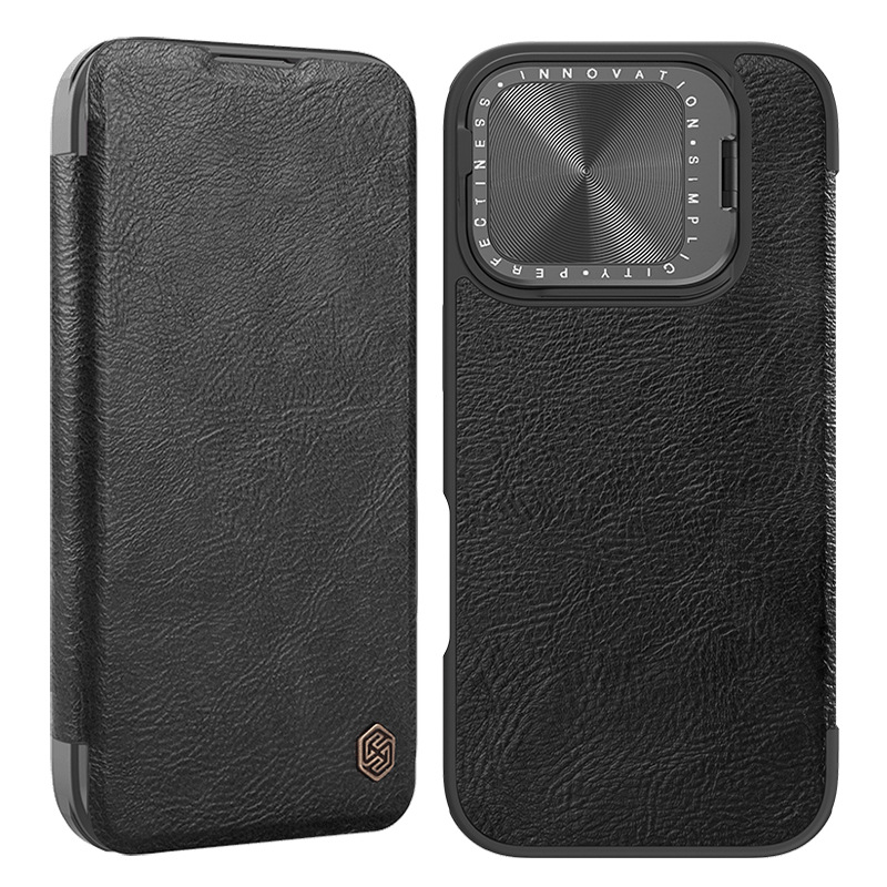 Ốp lưng iPhone 16 Pro Max chống sốc viền dày, có giá đỡ ống kính, bảo vệ toàn diện — Dòng Qin PROP (mẫu vải) màu đen, Dòng Qin PROP (mẫu vải) màu nâu, Apple IPHONE16