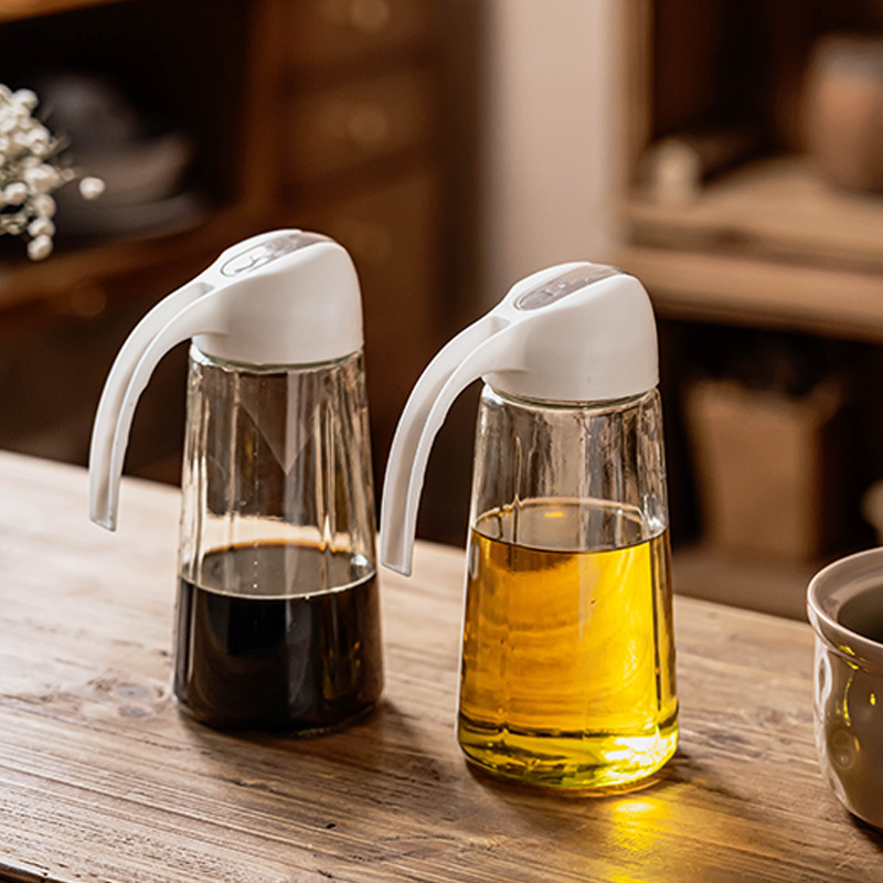 Olla de aceite de vidrio con apertura y cierre automático, olla de aceite a prueba de fugas para cocina casera, botella de aceite embotellada para salsa de soja de gran capacidad, vajilla al por mayor