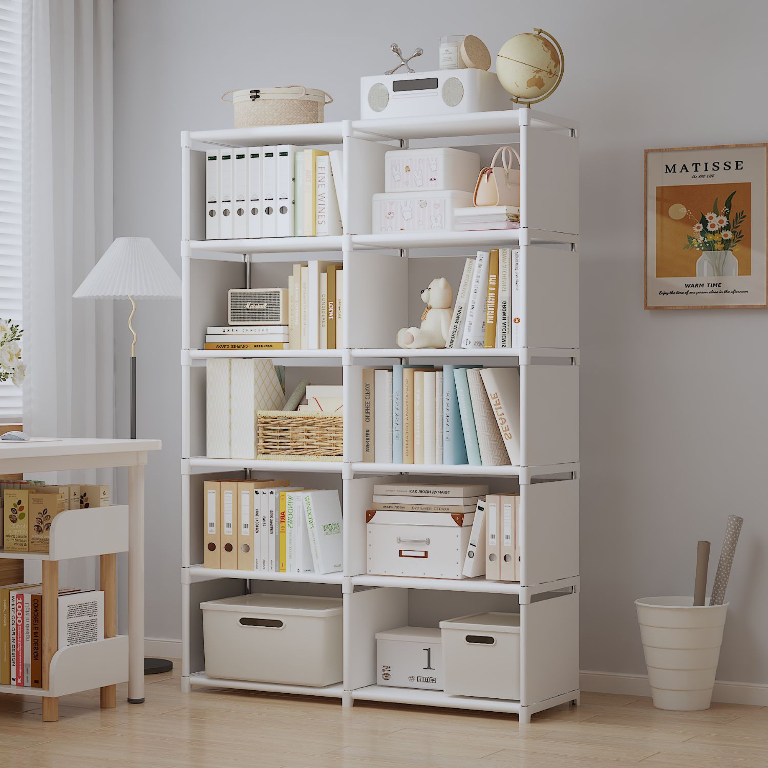 Estante simple combinado estilo retrógrado estante moderno estante simple dormitorio estante de almacenamiento estante diseño de habitación infantil