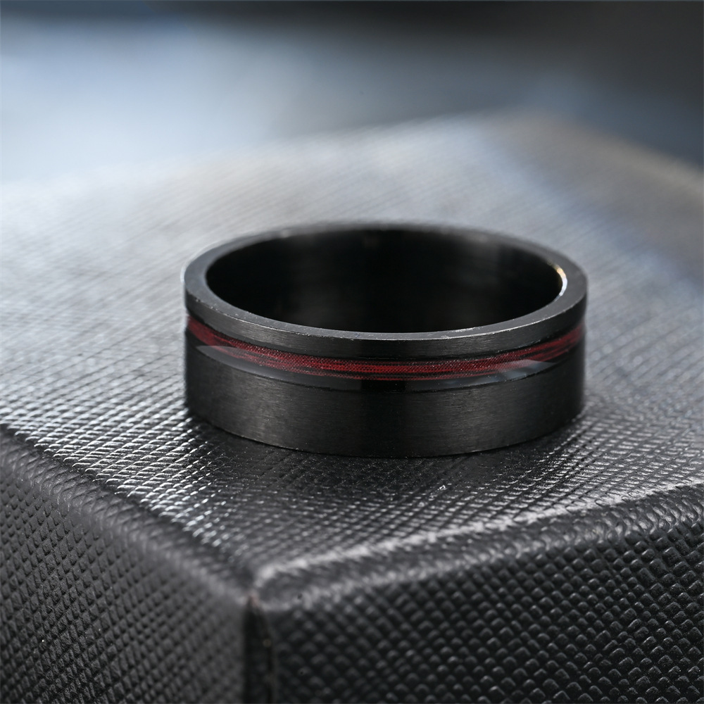 Daily Occasion Stainless Steel Material Round Pattern Simple Style Round Stainless Steel Enamel Men's Rings