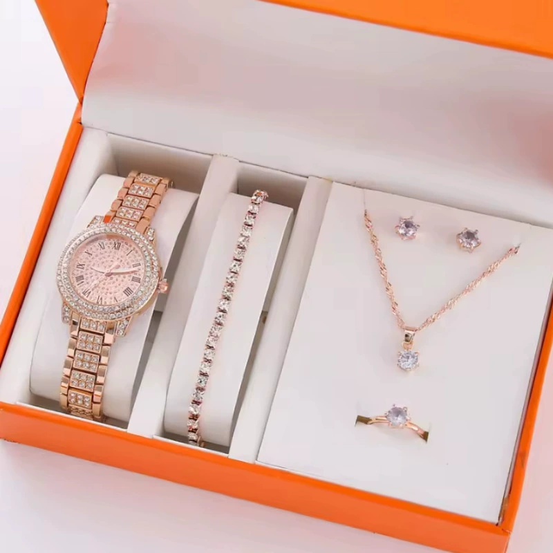 Casual Bracelet and Quartz Watch Set, Fashion Jewelry, Multiple Colors, 23.5 cm
