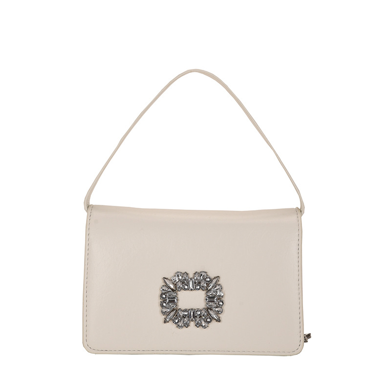 Bolso bandolera transfronterizo para niñas, sentido avanzado, nuevo bolso cuadrado pequeño de un solo hombro de cadena simple, bolso con cerradura de diamante brillante de moda