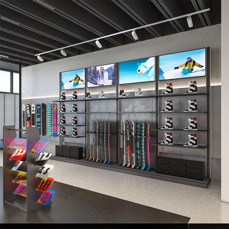 Tienda de ropa estante de exhibición estante de exhibición de artículos deportivos esquí de esquí estante de exhibición de ropa deportiva de hombre
