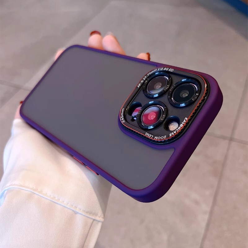 Lycra Frosted Apple 16ProMax Phone Case Metal Lens iPhone15 Skin-Sense Anti-Drop Protective Case