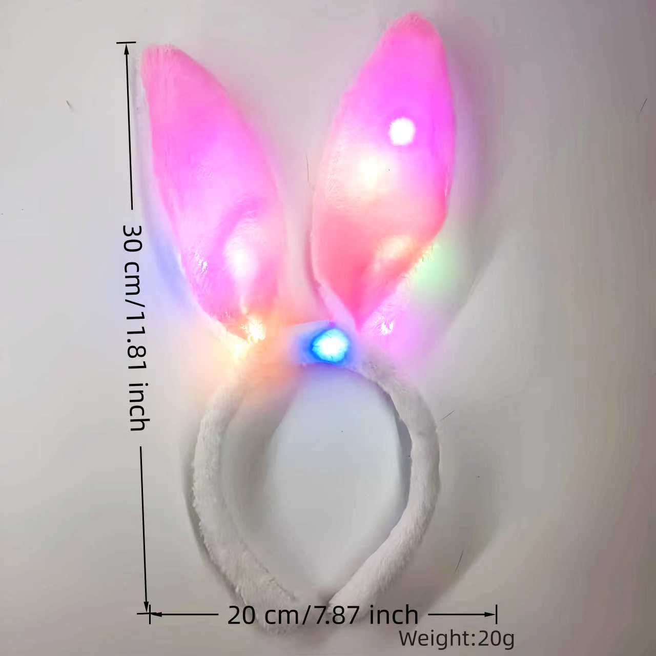 Transfronterizo luminoso conejo oreja banda de cabello adorable peluche banda de cabello oreja banda de cabello accesorios de vestir de fiesta de Pascua