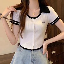 �ļ��¿�����polo��С����Ƹ�ƴɫ�̿���֯������ٴ�����Ů