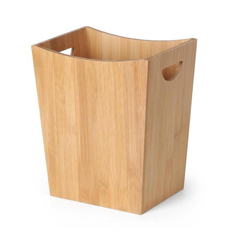 Bamboo Trash Can Wooden Trash Can Living Room Office Waste Paper Storage Bucket Bathroom Trash Can