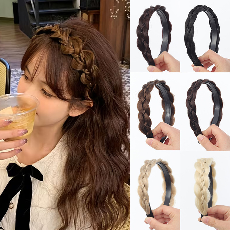 Fishbone Braid Hairband for Women, New Style Fake Hairband, Gourd Braid, Hand-Woven Headband, Fake Hair