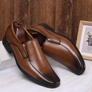 Afu 2536 Leather Shoes Polished Men's Shoes Slip-On Small Square Toe Japanese Style Men's Leather Shoes Opp Zipper Bag No Shoe Box
